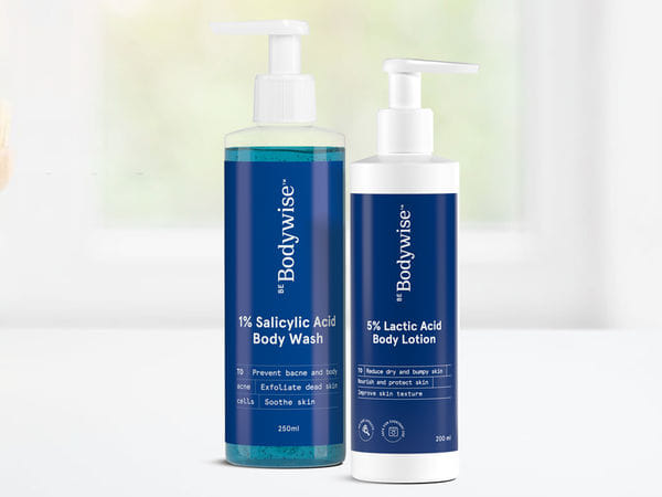 AHA-BHA Body Pack | 250 ml Body Wash & 200ml 5% Lactic Acid Body Lotion ...